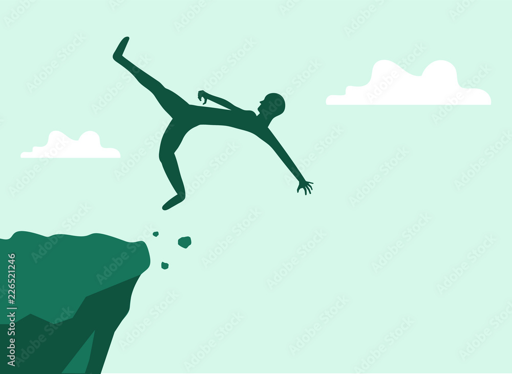 man falls of the cliff, vector illustration