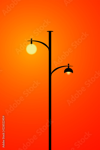 Lamp and sun background