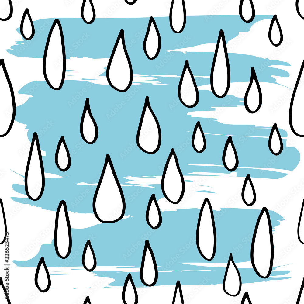 Rain drops seamless pattern. Doodle. Vector illustration. Can be used for wallpaper, textile, invitation card, wrapping, web page background. Rain drops seamless pattern. Doodle. Vector illustration. Can be used for wallpaper, textile, invitation card, wrapping, web page background.