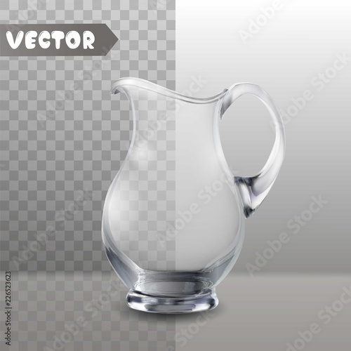 Glass jug on white and transparent background isolated vector illustration