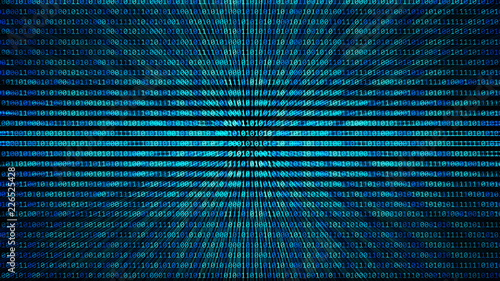 01 or binary code number pattern texture on the computer in digital data technology concept on black background. Hacker screen display. 3d illustration photo