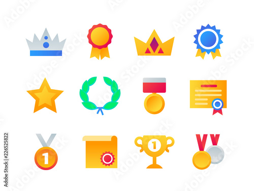Victory concept - set of flat design style icons