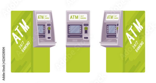 Automated teller machine in a green color