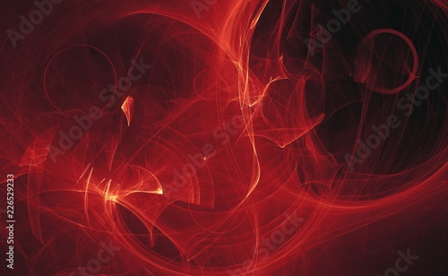 Abstract red light and laser beams  fractals  and glowing shapes  multicolored art background texture for imagination  creativity and design.