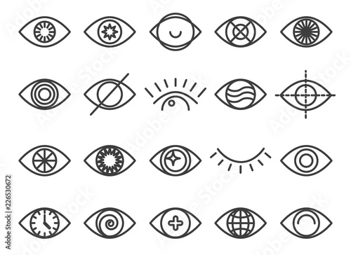 Eye icons. Human eye icon set, vector sight signs isolated on white background