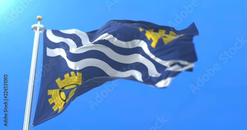 Flag of the english county of Merseyside in the North West of England. Loop photo