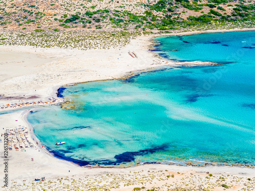 Fototapeta Naklejka Na Ścianę i Meble -  Crete, Greece: Balos lagoon paradisiacal view of beach and sea. Lagoon of Balos is one of the most visited tourist destinations on west coast of Crete.