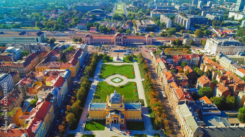 Zagreb historic city center aerial view