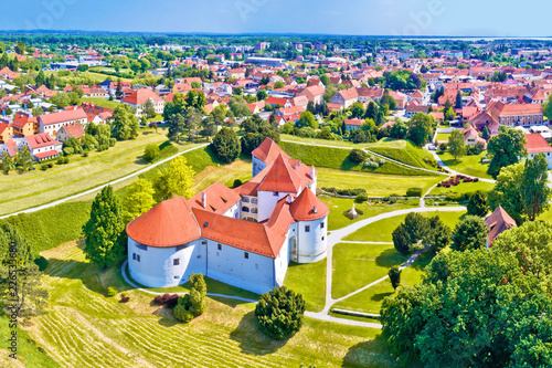 Historic town of Varazdin aerial panoramic view