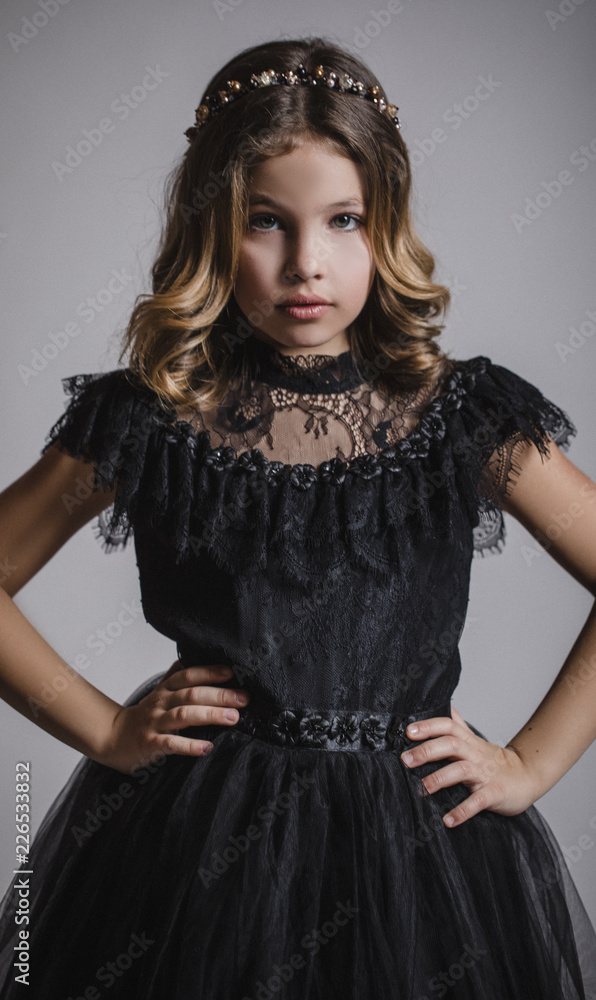 Fabulously beautiful baby. Princess in black dress Fabulously beautiful baby. Princess in black dress