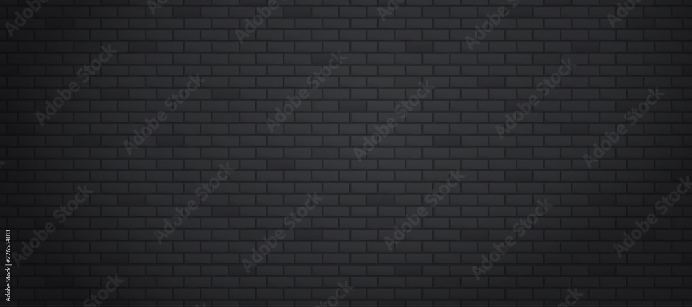 Fototapeta Czarna ściana z cegieł tekstura lub tło z kopii przestrzenią dla pokazu zawartości projekt dla reklama produktu. Ilustracji wektorowych