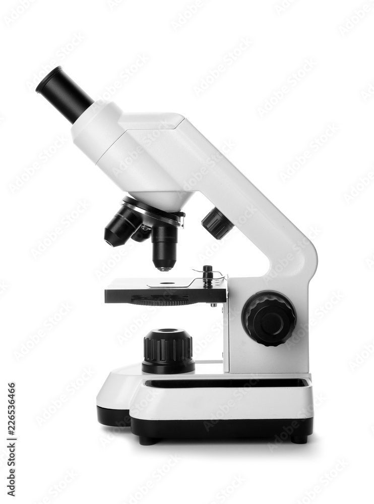 Microscope on white background. Medical equipment Microscope on white background. Medical equipment