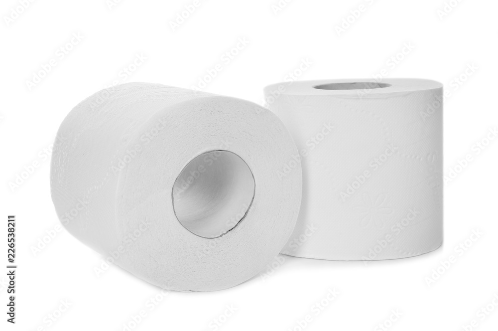 Rolls of toilet paper on white background Rolls of toilet paper on white background