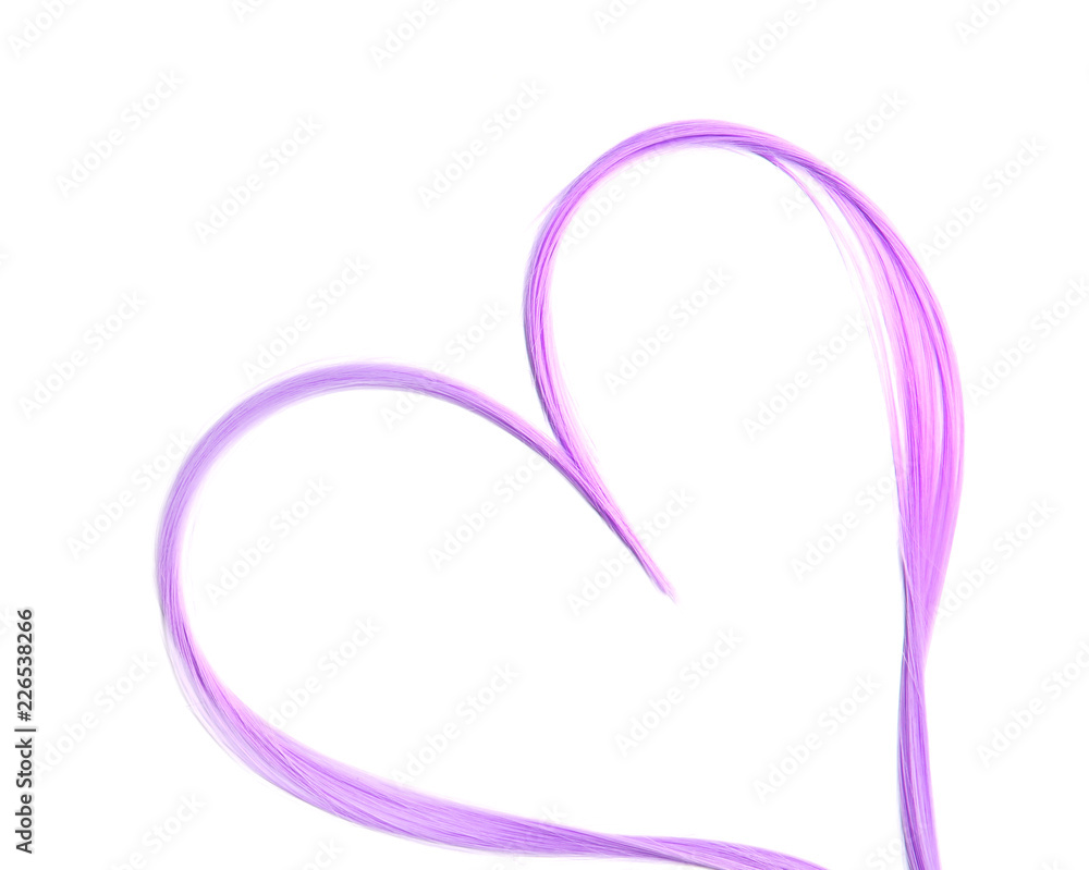 Heart made of color hair locks on white background Heart made of color hair locks on white background
