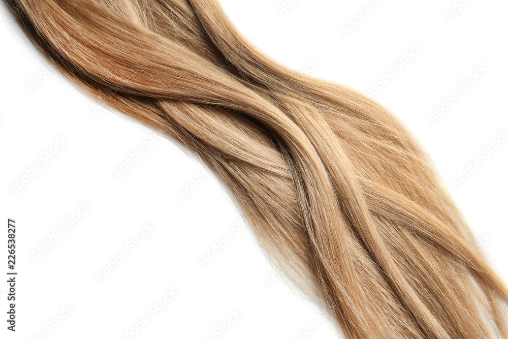 Locks of healthy blond hair on white background Locks of healthy blond hair on white background