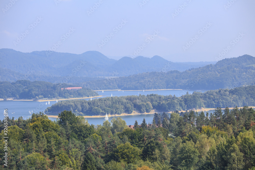 Lake Solina (Polish: Jezioro Solińskie) is an artificial lake in Bieszczady Mountains. It is best known tourist attraction of region, with waterside villages like Solina, Myczkowce and Polańczyk