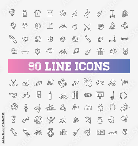 Outline web icon set - sport and fitness