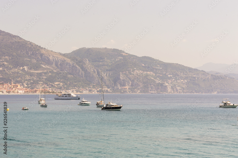 Panoramic view of the gulf of Menton and Cap Martin in a summer day Panoramic view of the gulf of Menton and Cap Martin in a summer day