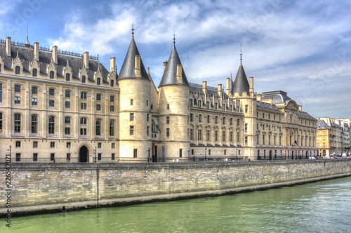 Conciergerie palace along Seine river in Paris, France