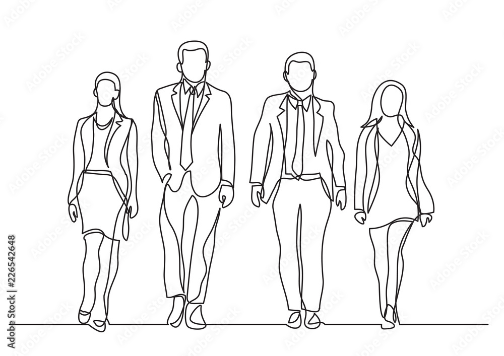 continuous line drawing of walking team of professionals continuous line drawing of walking team of professionals
