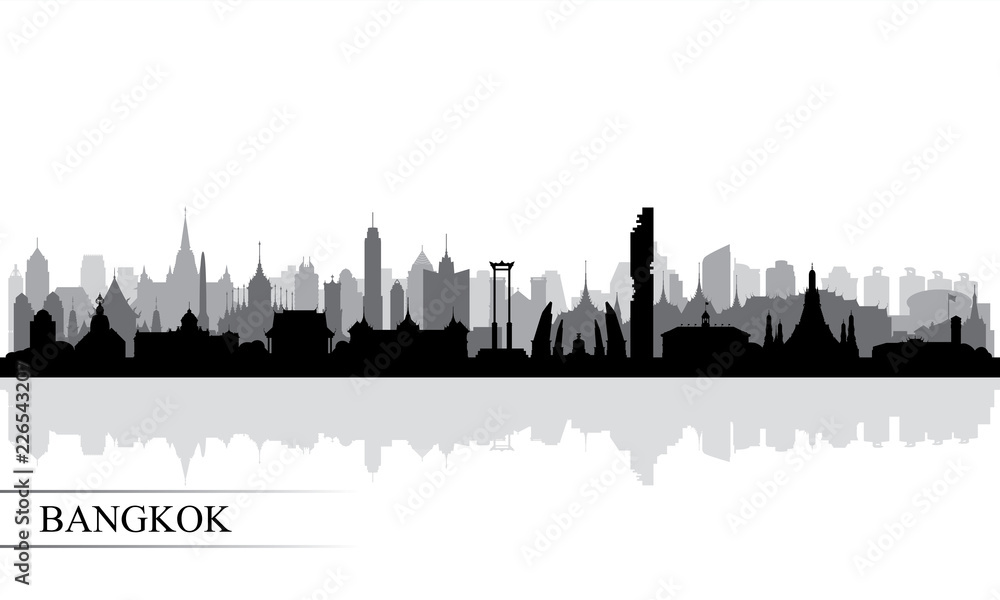 Bangkok city skyline silhouette background - obrazy, fototapety, plakaty 