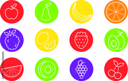 Set icone frutta minimale