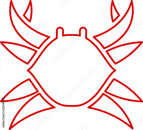 Logo minimale granchio, outline rosso