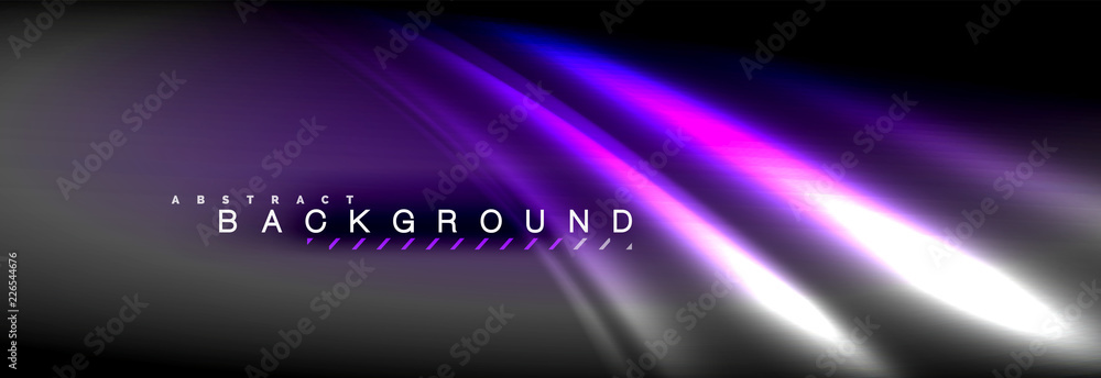 Neon glowing fluid wave lines, magic energy space light concept, abstract background wallpaper design