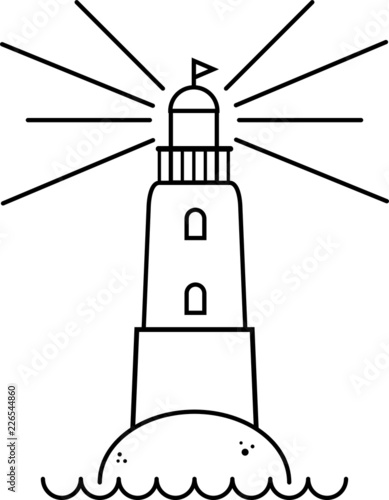 Illustrazione minimale faro logo