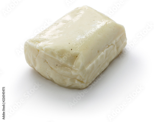 Canvas Print halloumi, Cyprus squeaky cheese isolated on white background