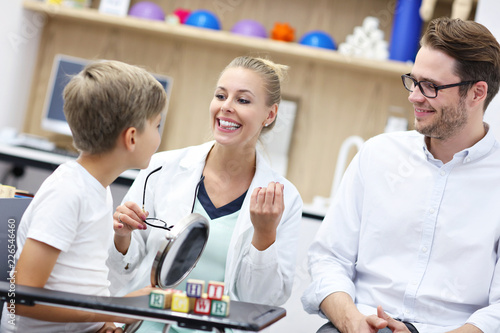 Cute little boy at speech therapist office