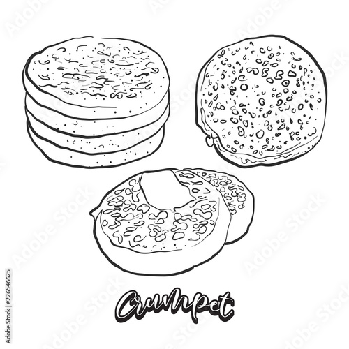 Hand drawn sketch of Crumpet bread