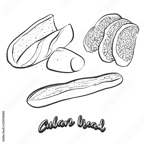 Hand drawn sketch of Cuban bread