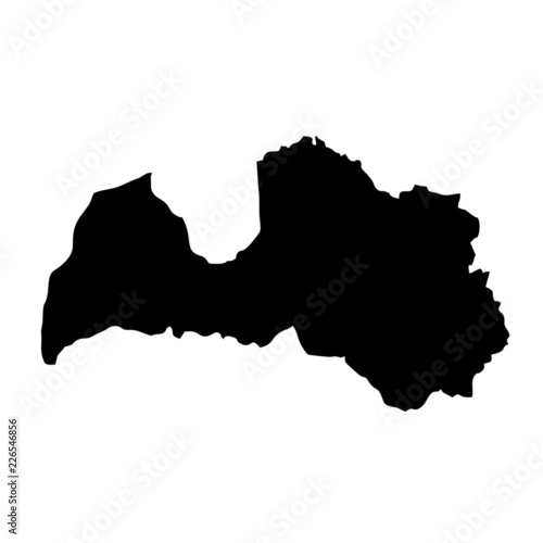 Black map country of Latvia