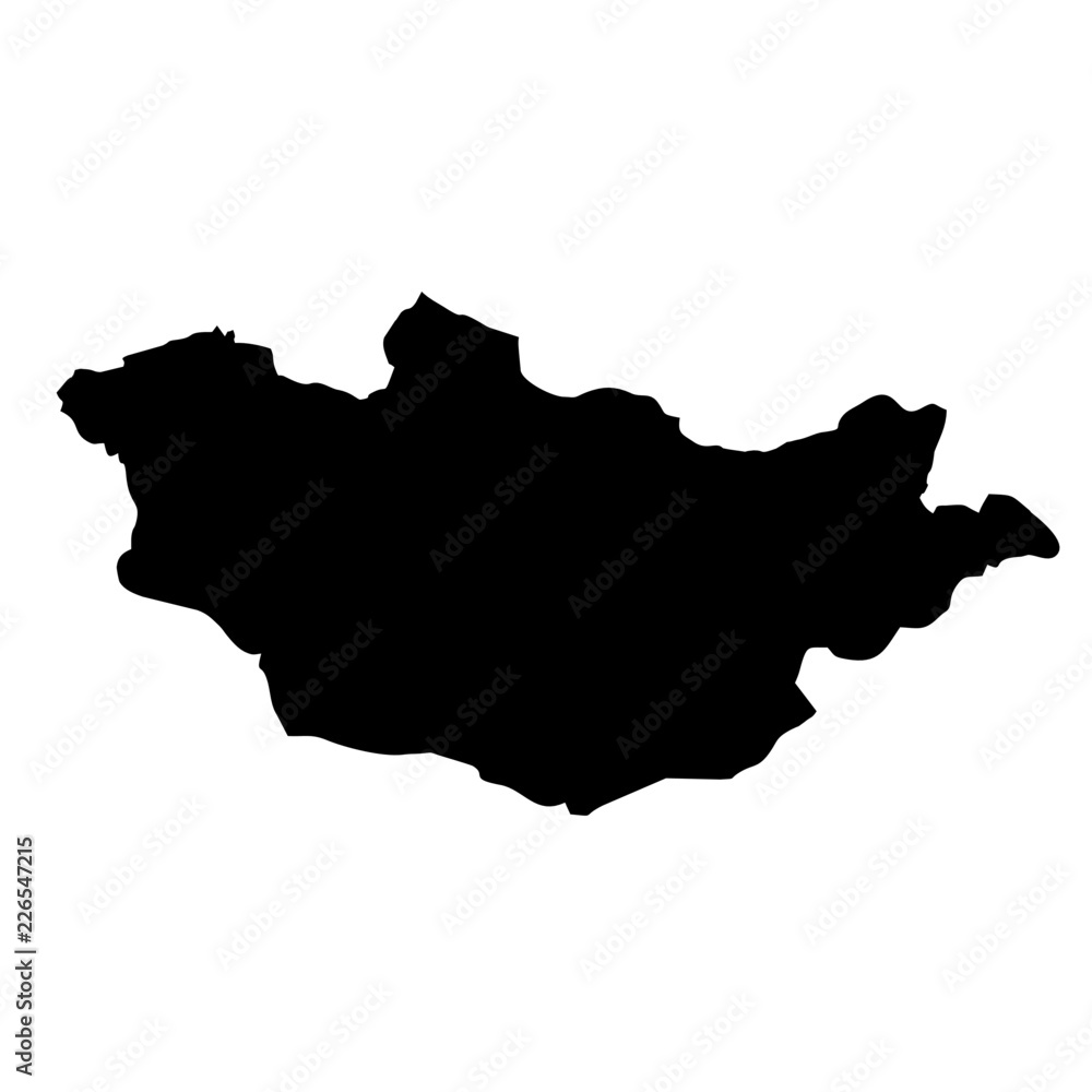 Black map country of Mongolia