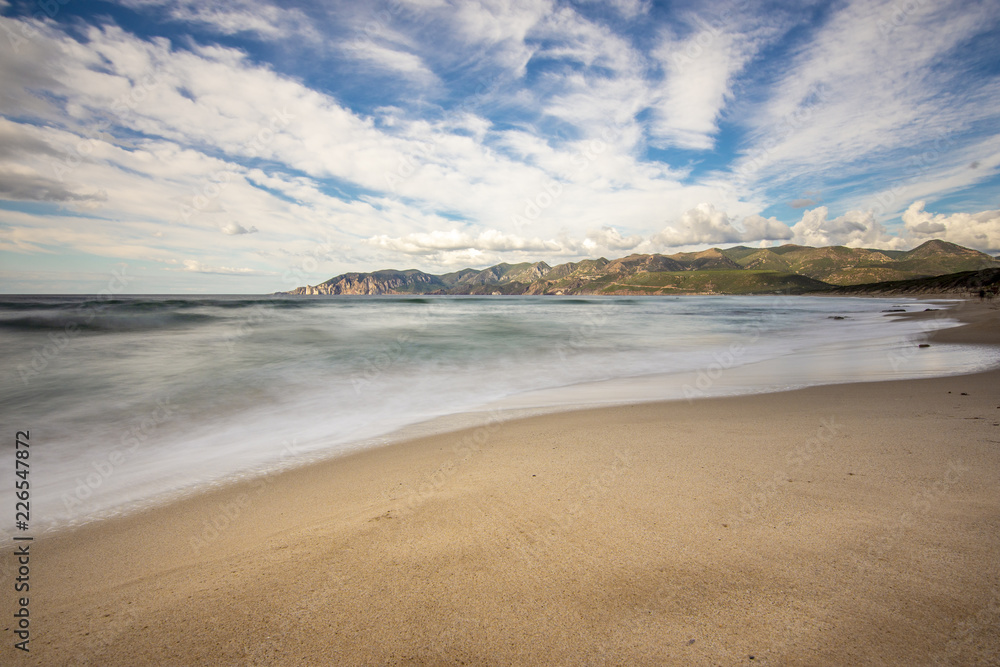 Porto Paglia beach a mistral day, on west coast of Sardinia, Iglesias