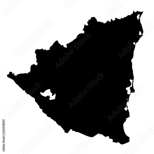 Black map country of Nicaragua