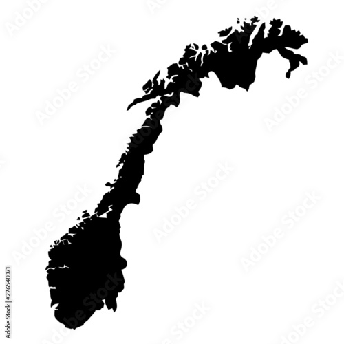 Black map country of Norway
