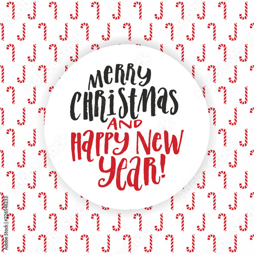Merry Christmas nad happy new year hand lettering inscription