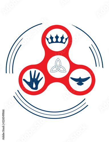 Vector illustration for christian community: Holy Trinity fidget spinner. Sun, Father and Holy Spirit God symbols.