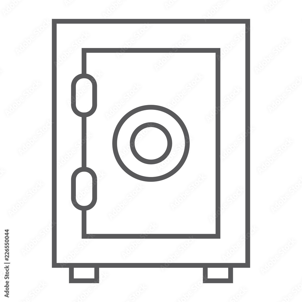 Safe box thin line icon, deposit and protection, bank box sign, vector graphics, a linear pattern on a white background. Safe box thin line icon, deposit and protection, bank box sign, vector graphics, a linear pattern on a white background.