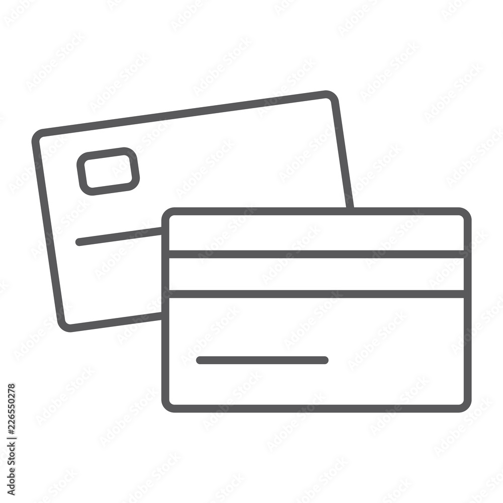 Swipe credit card thin line icon, bank and transaction, pay sign, vector graphics, a linear pattern on a white background. Swipe credit card thin line icon, bank and transaction, pay sign, vector graphics, a linear pattern on a white background.