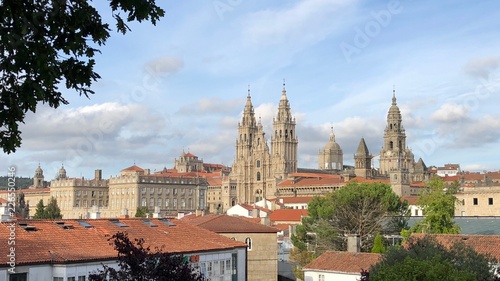 View of santiago de Compostela Cathedral from Alameda Park in Santiago de Compostela, Spain
