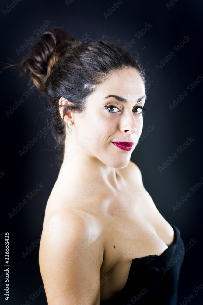 Beautiful woman on black background Beautiful woman on black background