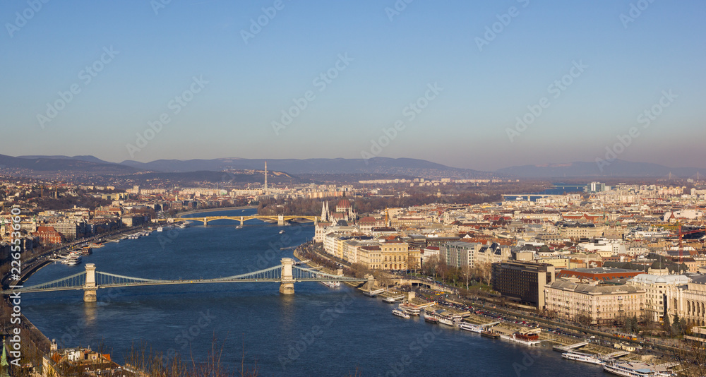 Budapest top view river Danube