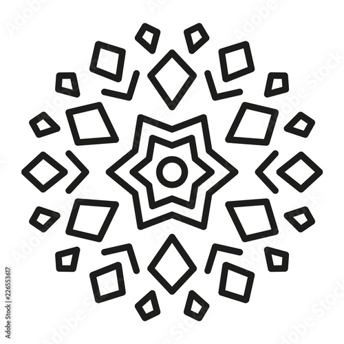 Simple Mandala Shape for Coloring or Decoration. Christmas Look.