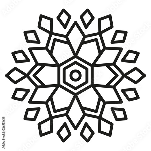 Simple Mandala Shape for Coloring or Decoration. Christmas Look.