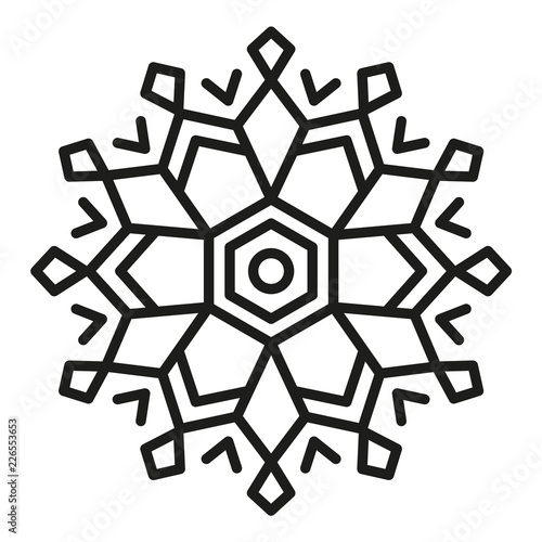 Simple Mandala Shape for Coloring or Decoration. Christmas Look.