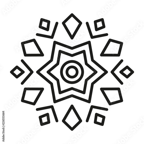 Simple Mandala Shape for Coloring or Decoration. Christmas Look.