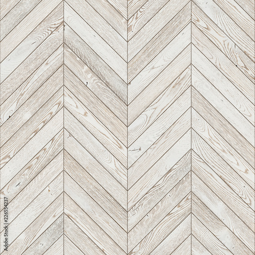 Natural wooden background herringbone, white grunge parquet flooring design seamless texture